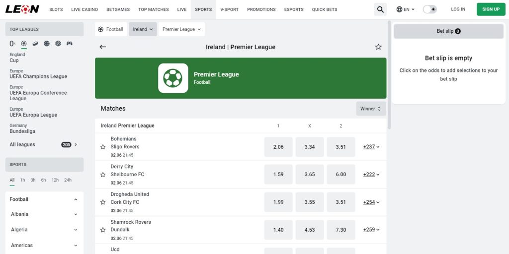 Preview of Leon casino football betting
